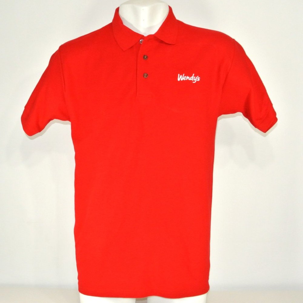 WENDY'S Hamburgers Fast Food Employee Uniform Polo Shirt Red NEW Size L Large